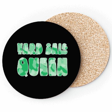 Discover Yard Sale Queen green camo Coasters