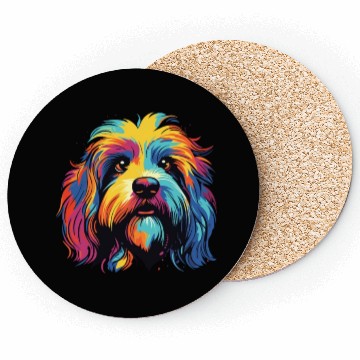 Discover Watercolor Colorful Tibetan Spaniel Coasters
