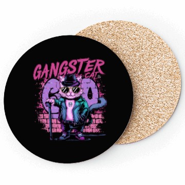 Discover gangster cat neon design Coasters