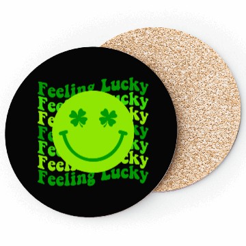 Discover Irish Clover Feeling Lucky Smiling Face Coasters