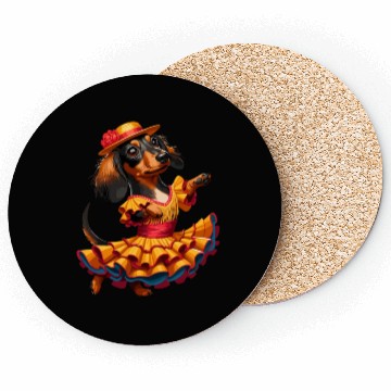 Discover Dachshund dancing flamenco, animal dance Coasters