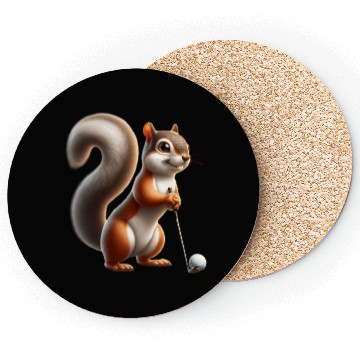 Discover Golf Player Squirrel Animal Lover Design Coasters