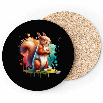 Discover Golf Player Squirrel Animal Lover Design Coasters