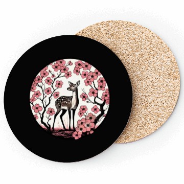 Discover Spring Fawn Deer Dogwood Coasters
