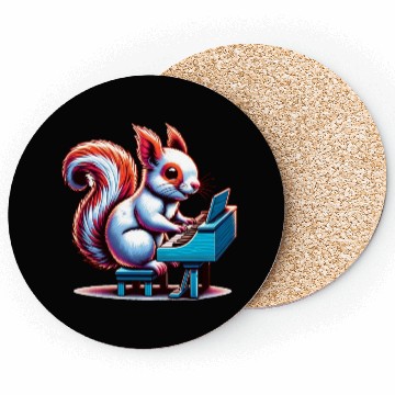 Discover Squirrel Nuts Animal Lover Playing Piano Design Coasters