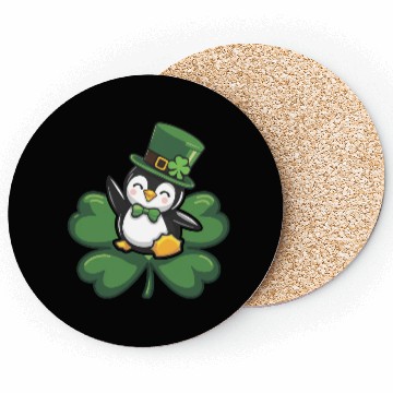 Discover St. Patrick's Day Penguin: Cute Cartoon Design Coasters