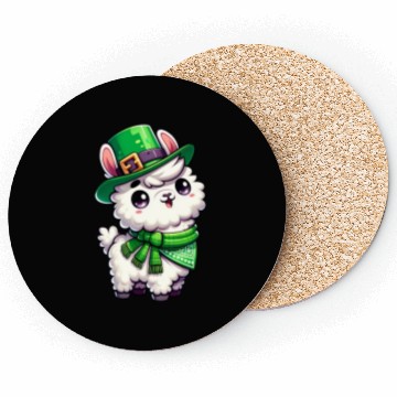 Discover St. Patrick's Day Llama Cartoon Coasters