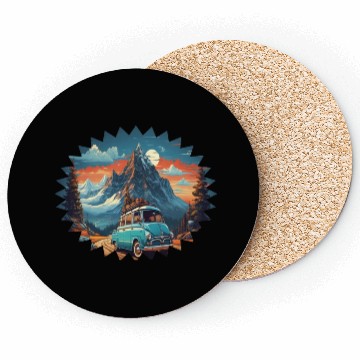 Discover Classic car with wonderful mountains background Coasters