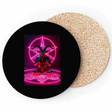 Discover Baphomet made of diamonds and glitter neon light Coasters