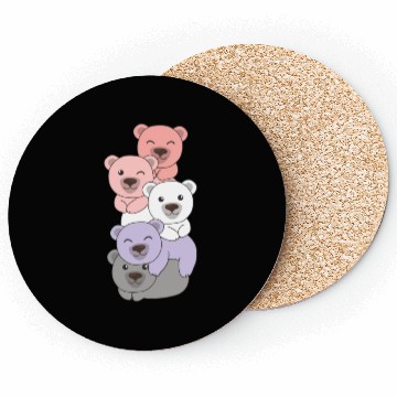 Discover Cupioromantic Flag Pride Lgbtq Cute Bear Pile Coasters