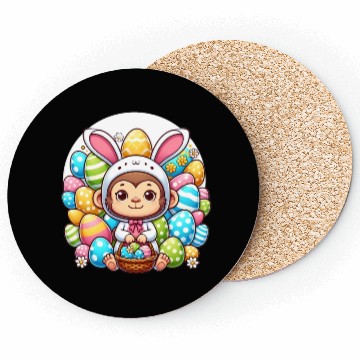 Discover Easter Monkey in Bunny Costume Coasters