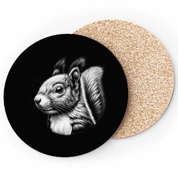 Discover Black White Art Squirrel Animal Lover Coasters