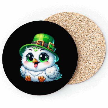 Discover St. Patrick's Cute Snowy Owl Coasters
