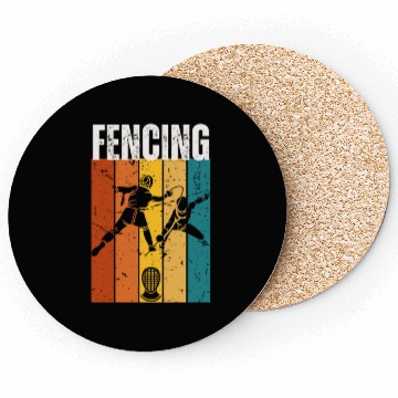 Discover Fencing Vintage Retro 70s Design Fencer Coasters