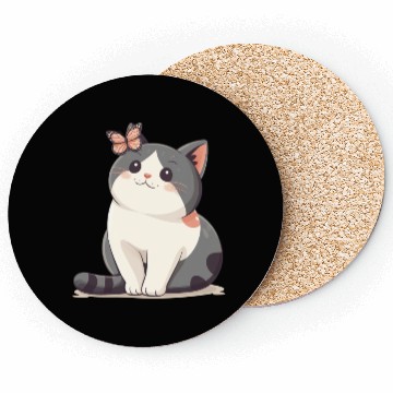 Discover Cute Kawaii Cat and Butterfly Coasters