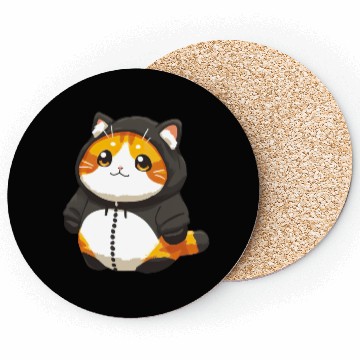 Discover Orange Cat Kawaii Feline Coasters