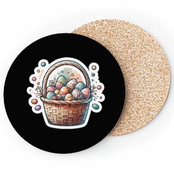 Discover Cute Easter Egg Basket Soft Pastel Color Coasters