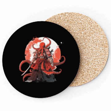 Discover Samurai Katana Sword anime Octopus manga Warrior Coasters