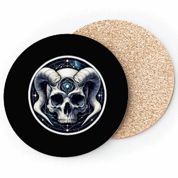 Discover Cosmic Nirvana Serenity: Horned Skull Coasters