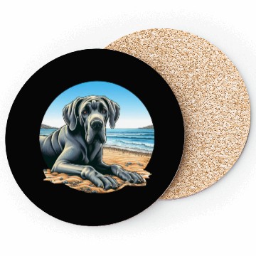Discover Great Dane On The Beach Drawing Coasters