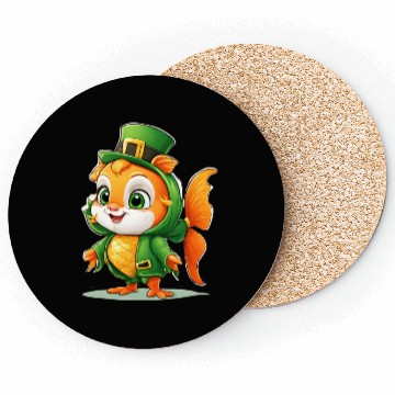 Discover Lucky Fin: St. Patrick's Cute Fish Design Vibrant Coasters