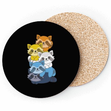 Discover Aroace Flag Pride Lgbtq Cute Raccoon Stack Coasters