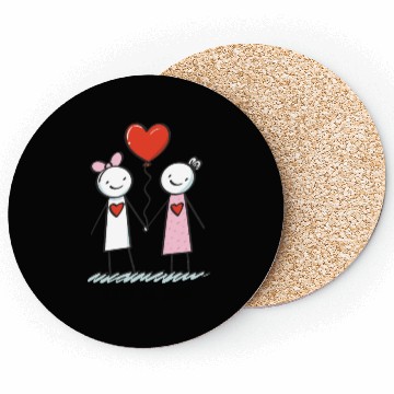 Discover Stick Figure Lesbian Lovers Love is Love Coasters