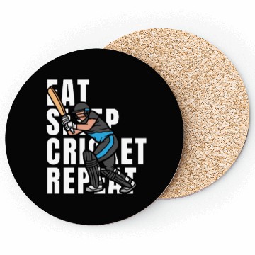 Discover Eat Sleep Cricket Repeat Coasters