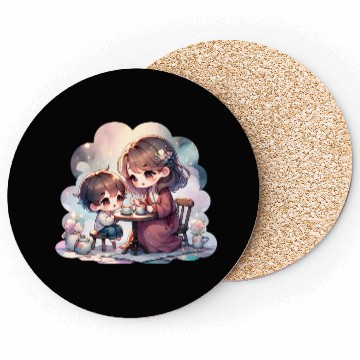 Discover Mother and Son Enjoying a Cozy Tea Party Coasters