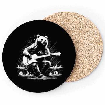 Discover Grizzly Bear Playing Guitar Coasters