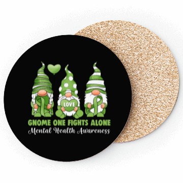 Discover Gnome One Fights Alone Mental Health Awareness Coasters
