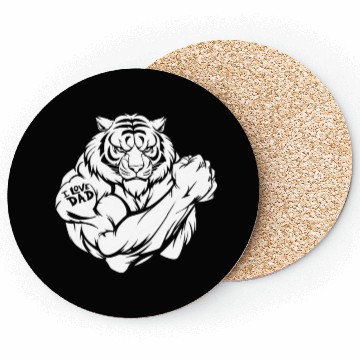 Discover Tiger Biceps Tattoo I Love Dad Coasters