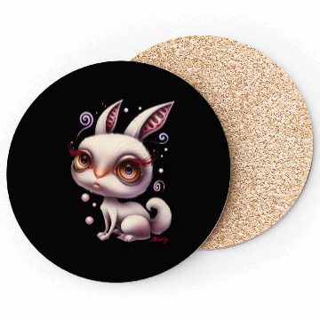Discover Enchanted Whimsy: Magical Realist White Rabbit Coasters