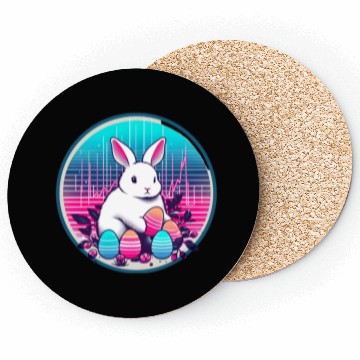 Discover White Easter Bunny with Eggs Coasters