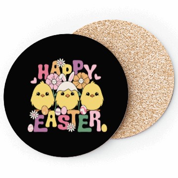 Discover Happy Easter Easter eggs chicks Spring flowers Coasters