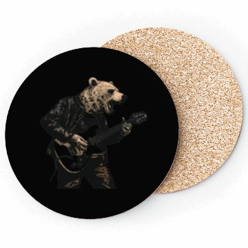Discover Grizzly Bear Playing Guitar Coasters
