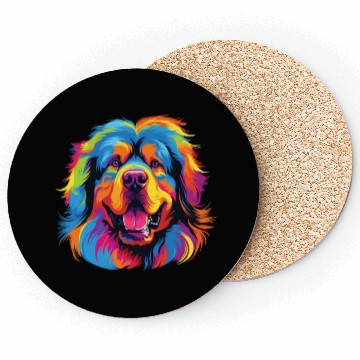 Discover Watercolor Colorful Tibetan Mastiff Coasters