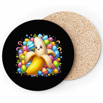 Discover Banana Among Colorful Easter Eggs Coasters