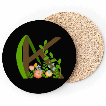 Discover Capital letter K monogram and wildflowers Coasters