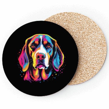 Discover Watercolor Colorful Beagle Harrier Coasters