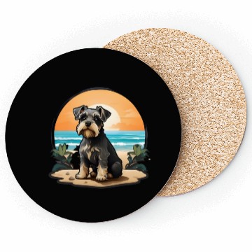 Discover A miniature schnauzer dog in the beach Coasters