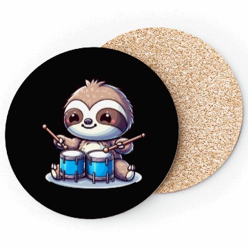 Discover Cool Sloth Drummer Lazy Vibes Design Coasters