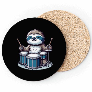 Discover Cool Sloth Drummer Lazy Vibes Design Coasters