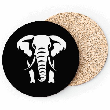 Discover Elephant Silhouette White Logo Coasters