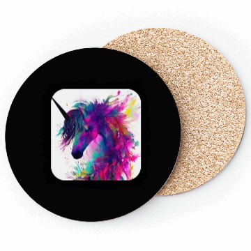 Discover Colorful splatters unicorn Coasters