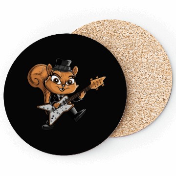 Discover Cool Squirrel Guitarist Music Coasters