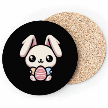 Discover Cute Kawaii chibi Easter Bunny With Eggs Coasters