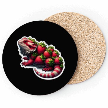 Discover Strawberry bearded dragon pattern Coasters