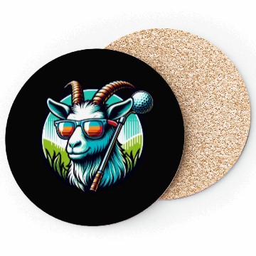 Discover Goat Golfer Golf Course Dog Owner Coasters