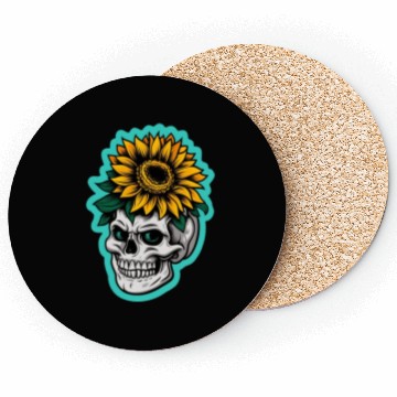 Discover skull sunflower Coasters